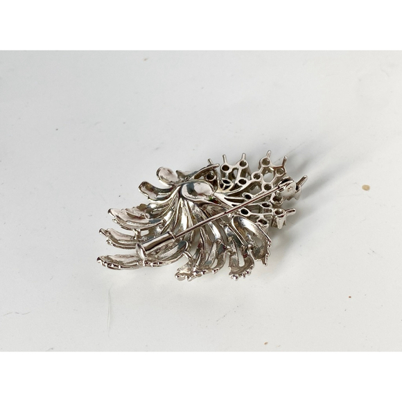 Vintage Rhodium Plated Golden South Sea Pearl CZ Diamond Brooch. Trombone Clasp - Picture 7 of 7